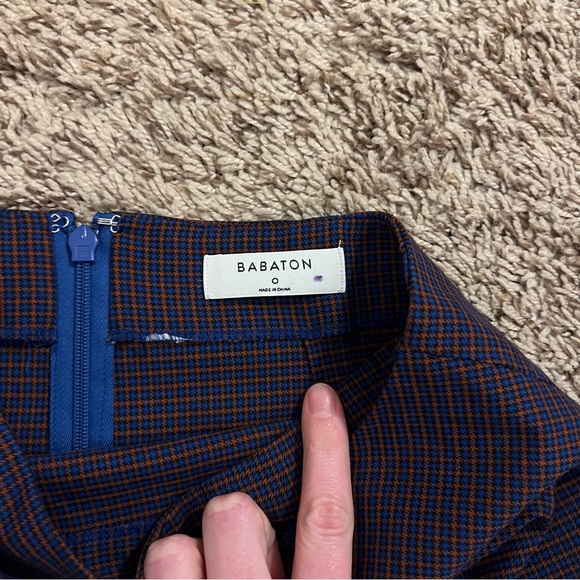 Aritzia Babaton Jethro Blue Plaid Twisted Assymetric Mini Skirt - Picture 2 of 5